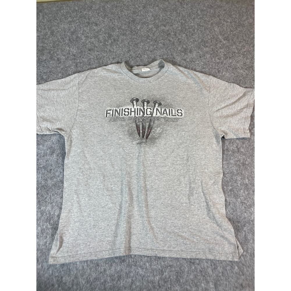 Vintage Finishing Nails It Is Finished Religious Tee Mens XL Single Stitch Gray